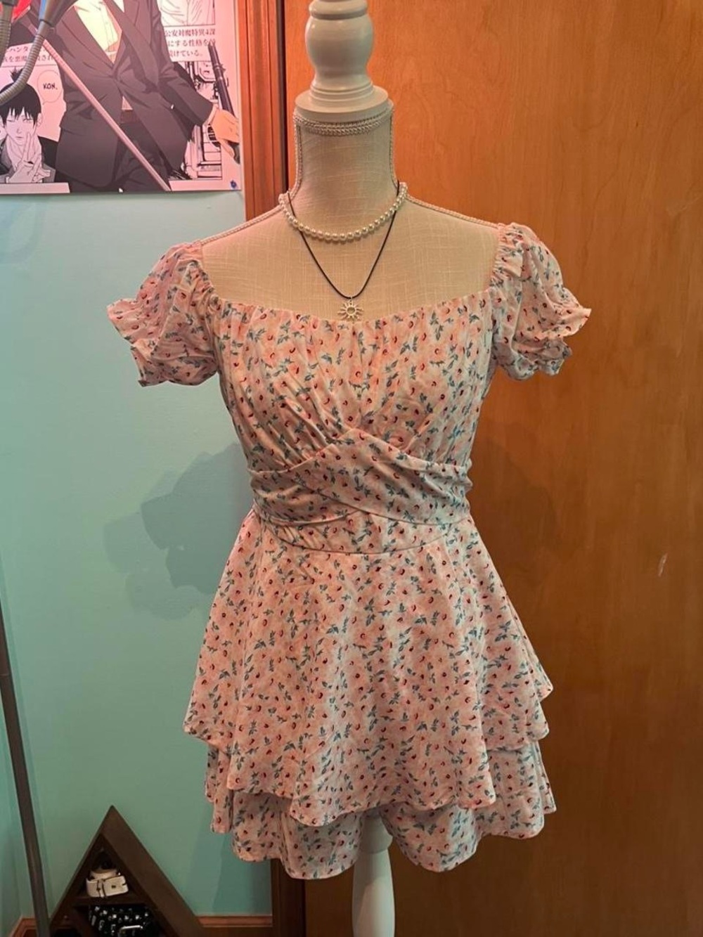 Pink floral romper dress - Picture 1 of 2
